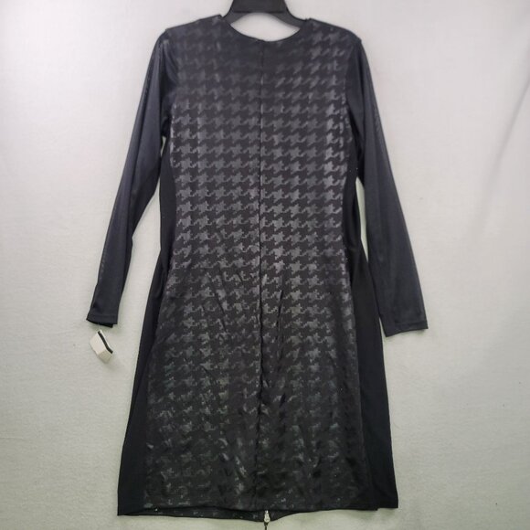 Robert Kitchen Womens Long Sleeve Houndstooth Dress Large Black Canada New - Picture 5 of 13